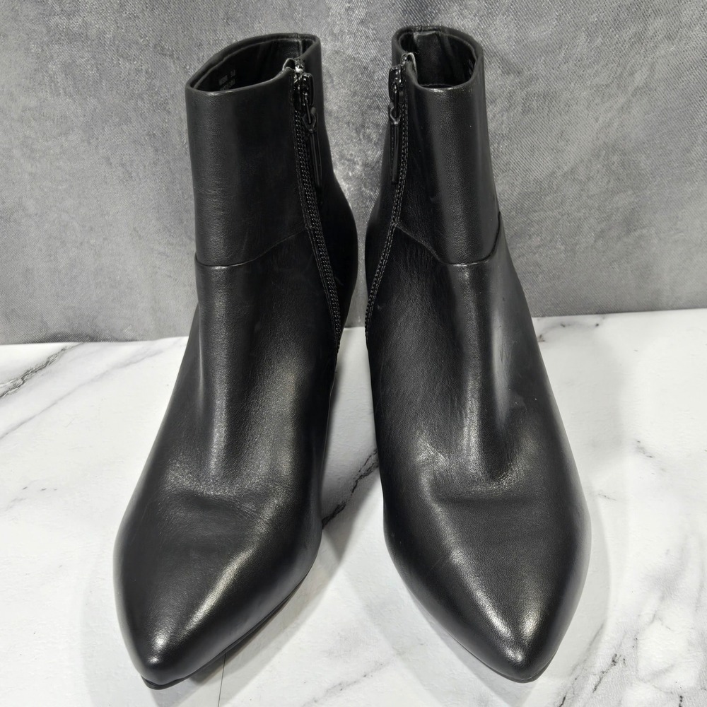 Cole Haan Eneida Ankle Boots Womens 5.5B Black Leather Wedge Pointed Toe Zip - Picture 5 of 11